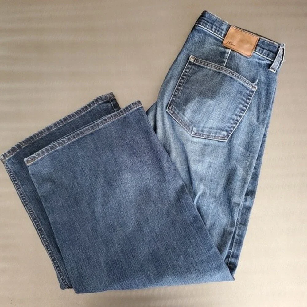 J. Crew Rayner Wide Leg High Rise Medium Wash Crop Denim Jeans sz. 32